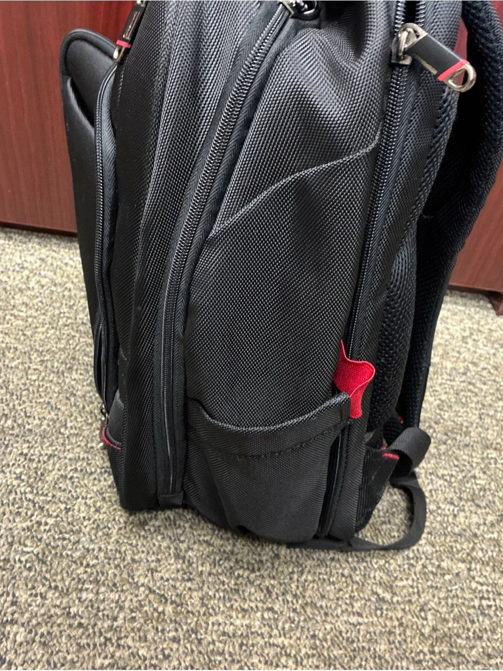Samsonite Black Men's Laptop Backpack with Subtle Red Accents